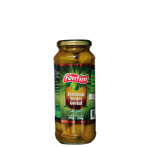 AZEITONA VERDE GORDAL COM CAROÇO POTE DE VIDRO FONTINI