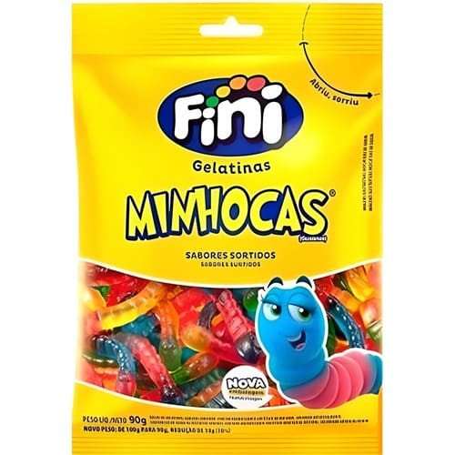 Bala Gelatina Minhocas Brilho Fini 90g