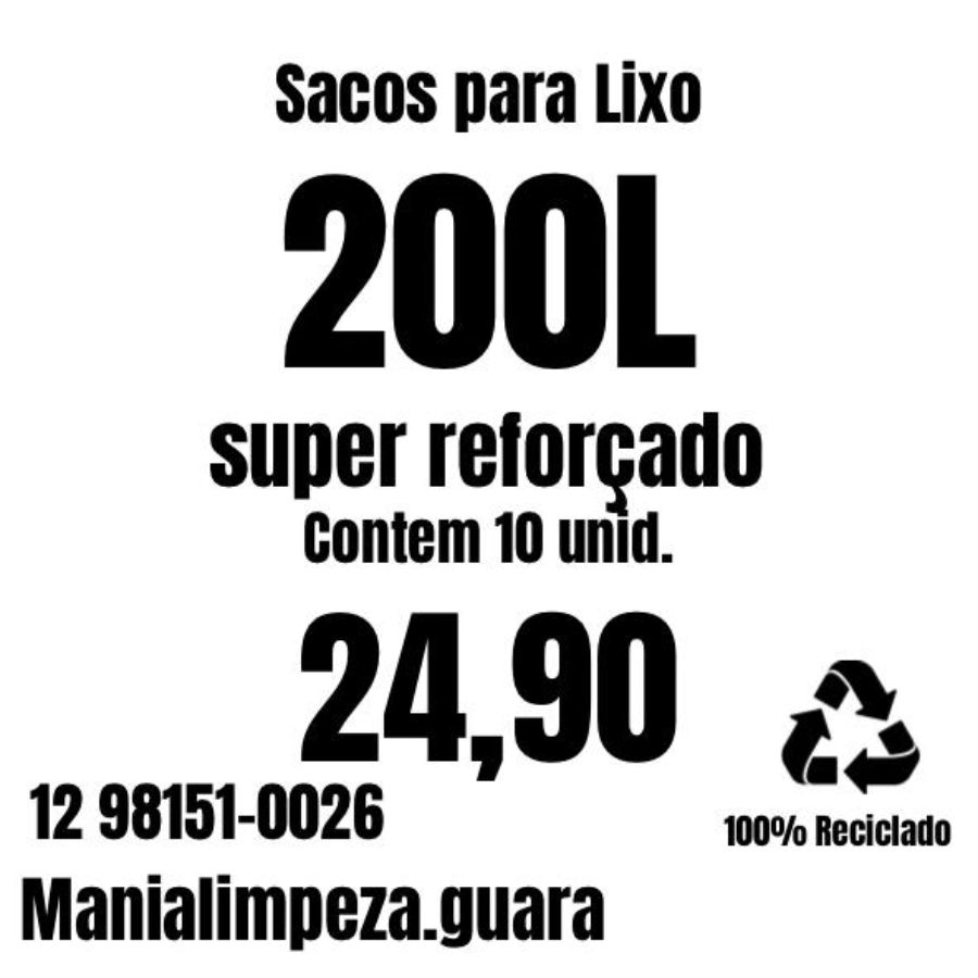 PACOTE SACO DE LIXO 200 LITROS C/10 UN SUPER REFORÇADO