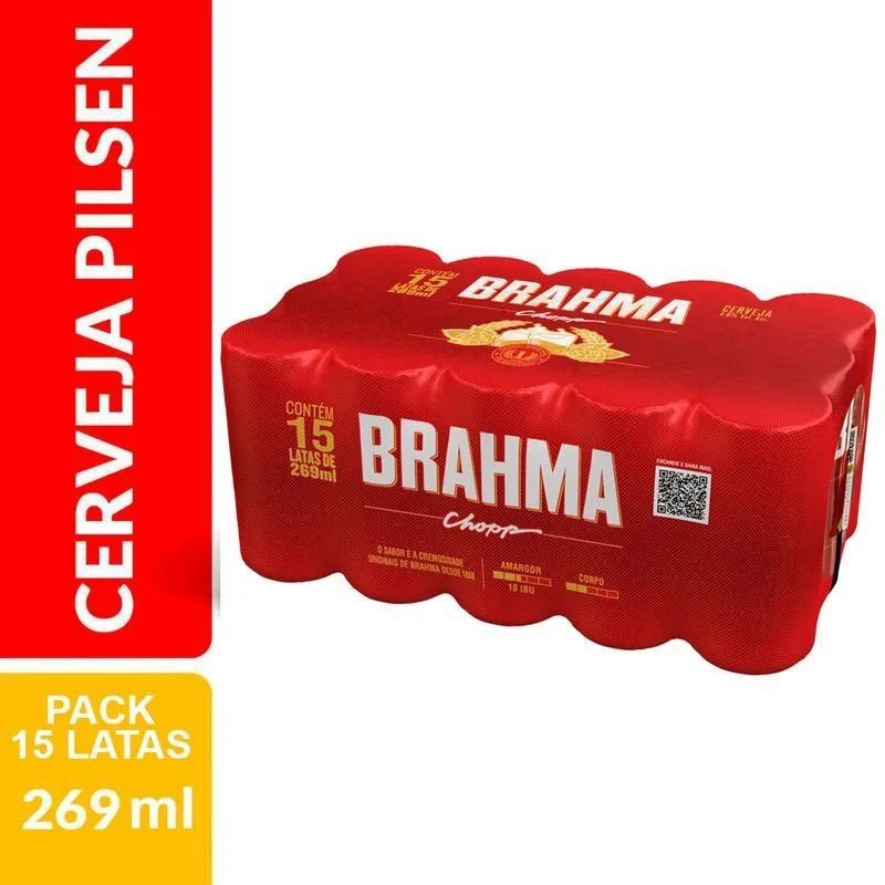 CERVEJA BRAHMA CHOPP LT 269ML PACK 15 UN