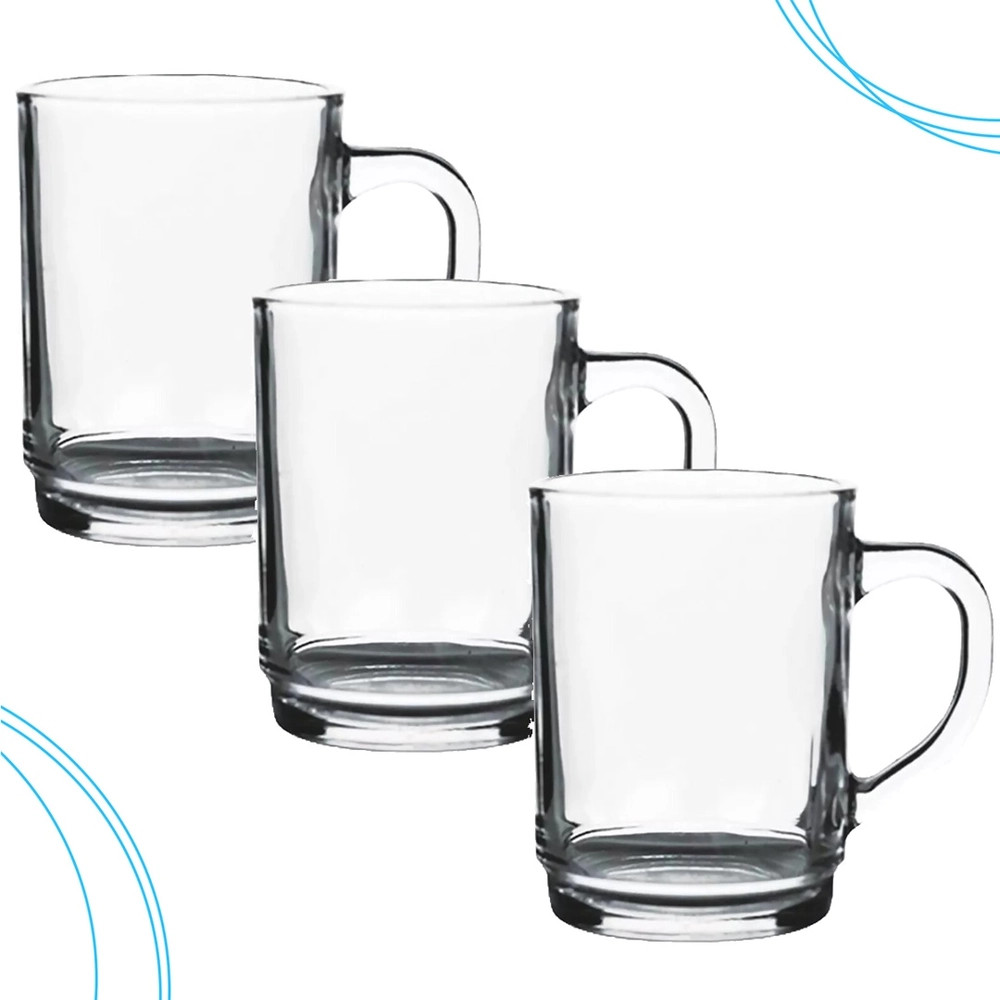 CONJUNTO DE CANECA DE VIDRO CLEAR C/3PCS 250ML JOGO