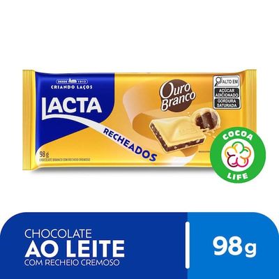 Chocolate Branco Com Recheio Ouro Branco Lacta 98g