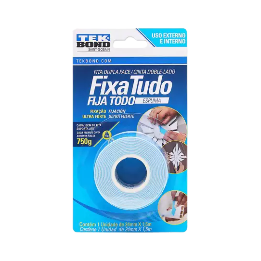 FITA DUPLA FACE TEK BOND 24MM C1,5M ESPUMA