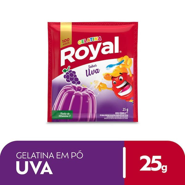 Gelatina em Pó Sabor Uva Royal 25g