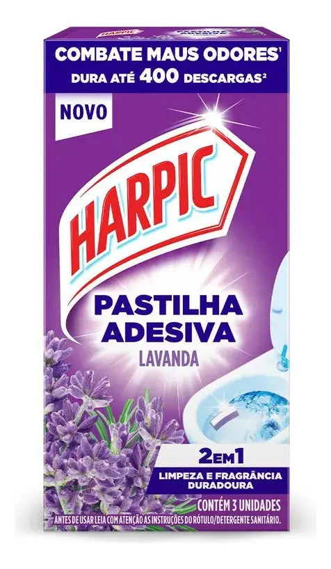Pastilha Adesiva Harpic Lavanda 3Uni