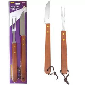 KIT CHURRASCO WESTERN GARFO/ FACA MADEIRA