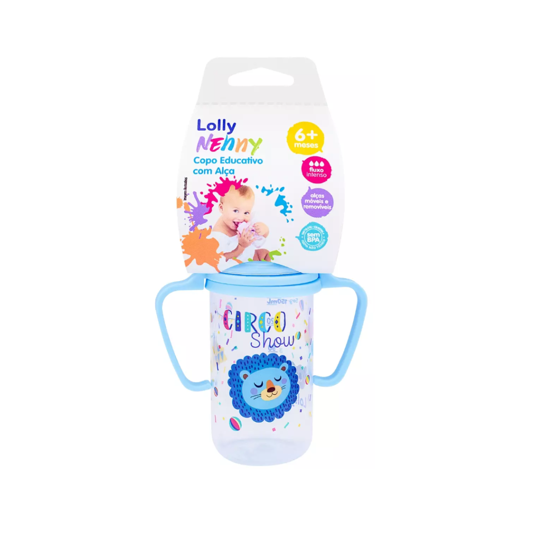 Copo Educativo Lolly Nenny Tip Com Tampa 150ML +6 Meses Azul 