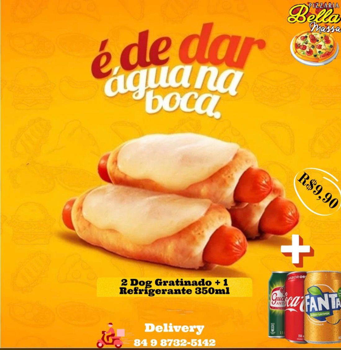 2 Dog gratinado + 1 lata de refrigerante