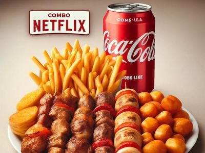 Combo Casal Netflix Escolha 4 Espetos + Batata Frita + Coca Cola