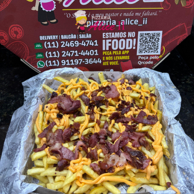 PORÇÃO - FRITAS COM CHEDDAR E BACON 600G