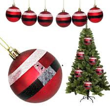 KIT 7 BOLAS DE NATAL VERMELHAS DECORADAS  5CM