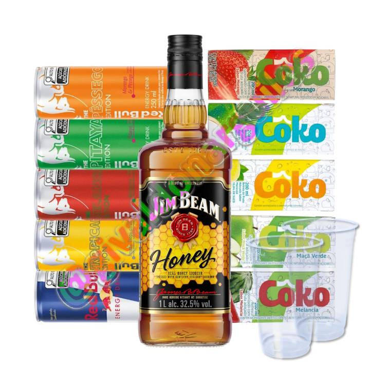 Combo Jim Beam Honey 1L + Red Bull