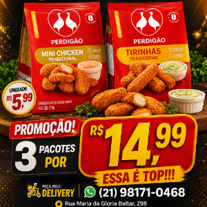 PROMOÇÃO MINI CHICKEN E TIRINHA PERDIGAO 3 POR 15