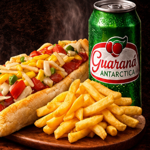 COMBO 1 (1 DOG ABERTO + 150G DE FRITAS + 1 REFRI LATA)