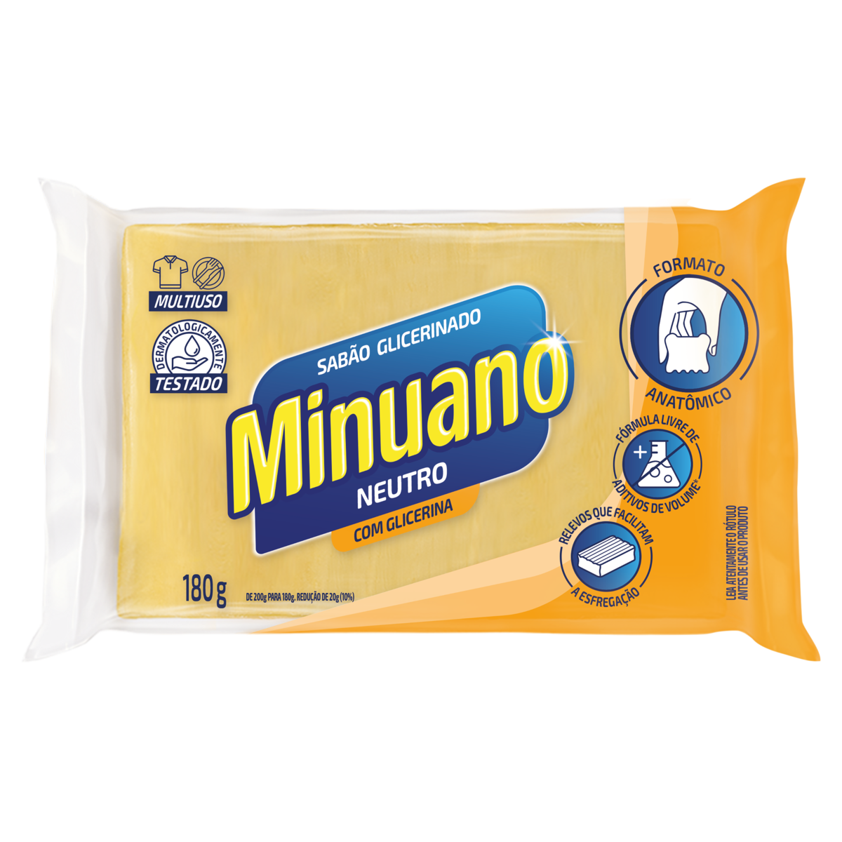 SABÃO EM BARRA MINUANO GLICERINADO NEUTRO 180G