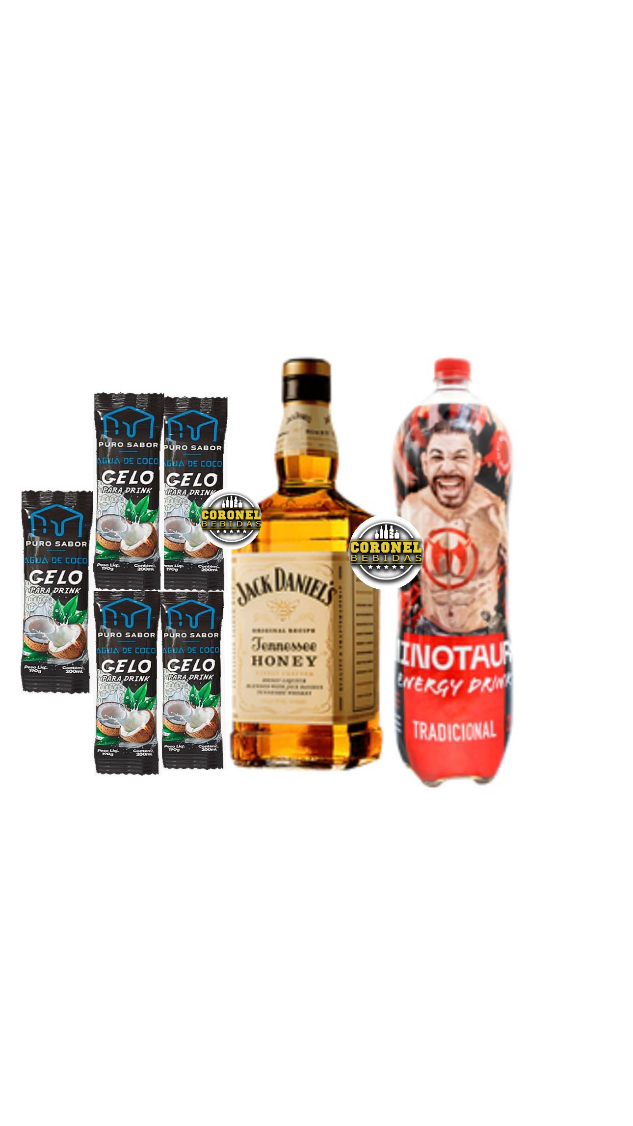 Jack Honey 1L ( Mel )+ 1 Minotauro 2L + 5 gelo de coco