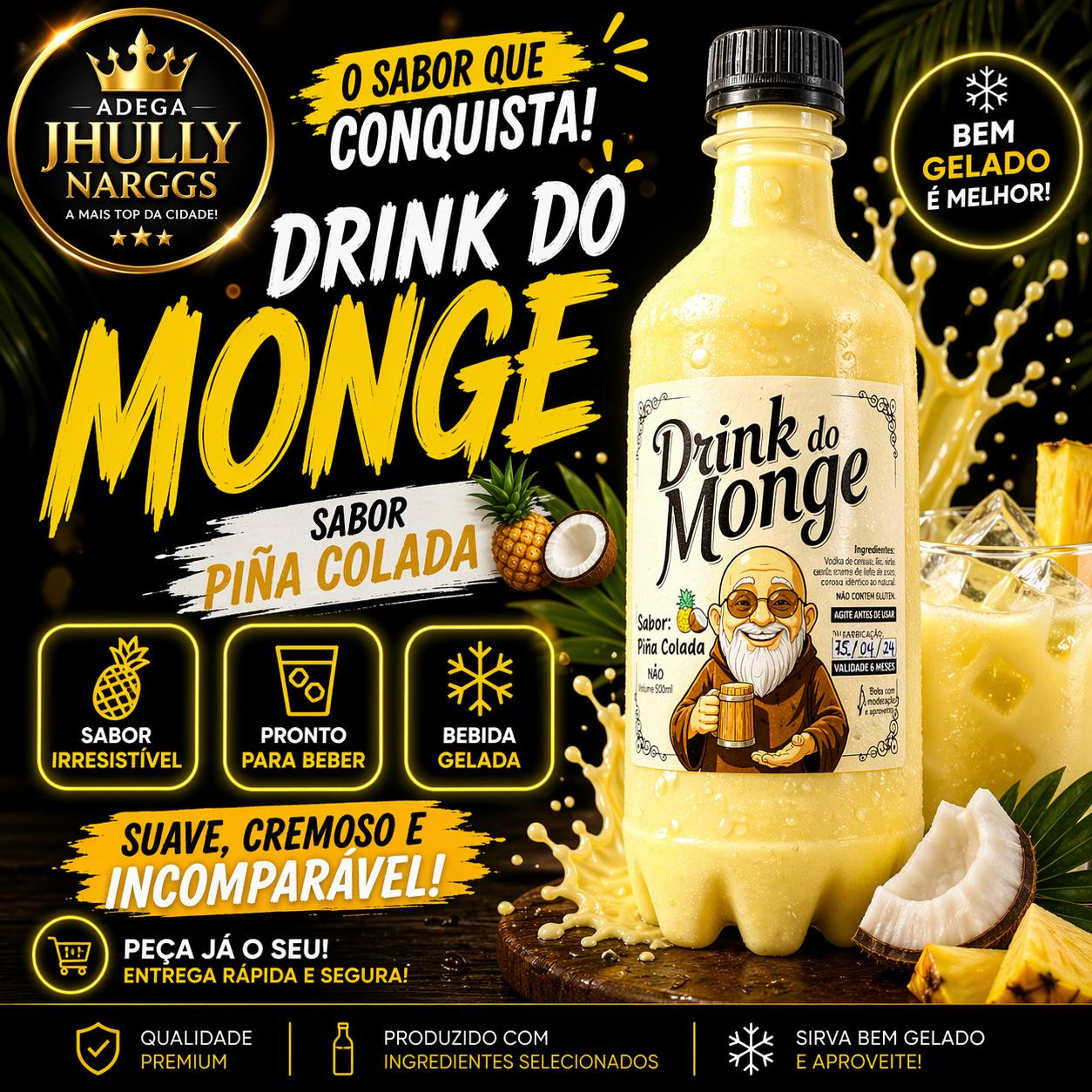 BATIDINHA  DO MONGE PINA COLADA 500ML