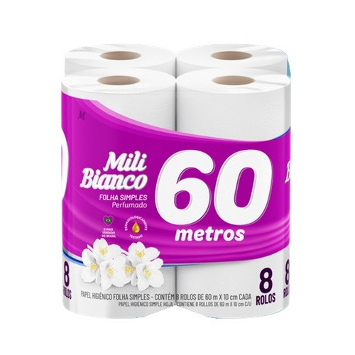 PAPEL HIG MILI BIANCO "PERFUMADO" 60M C/8UN