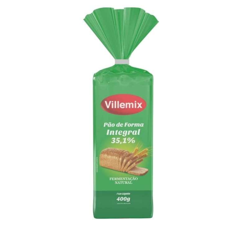 PÃO DE FORMA INTEGRAL 35,1% VILLEMIX 400G	