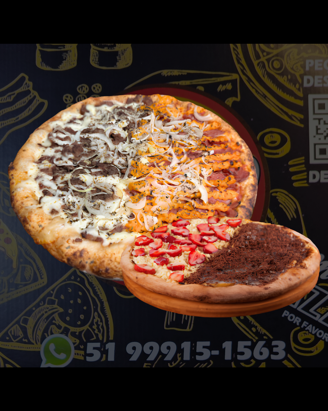 Combo Pizza Grande + Pequena (sabores premium)