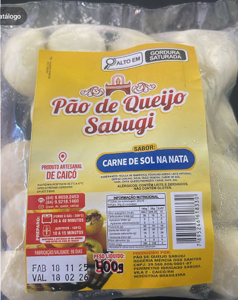 PAO DE QUEIJO CARNE DE SOL NA NATA 400G
