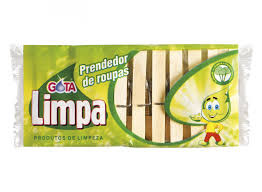 Prendedor Gota Limpa madeira c/12