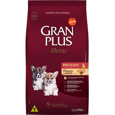  Ração Affinity PetCare GranPlus Menu Raças Pequenas Frango e Arroz para Cães Filhotes. 10,1kg.