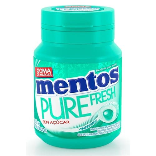 Goma de Mascar sem Açúcar Mentos Pure Fresh Wintergreen Garrafa 56g - 28 Unidades