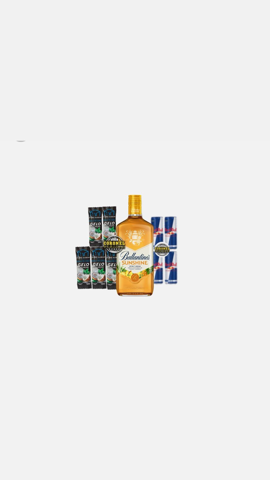 Ballantine's Sunshine 750ml + 4 Redbull + 5 Gelo de coco