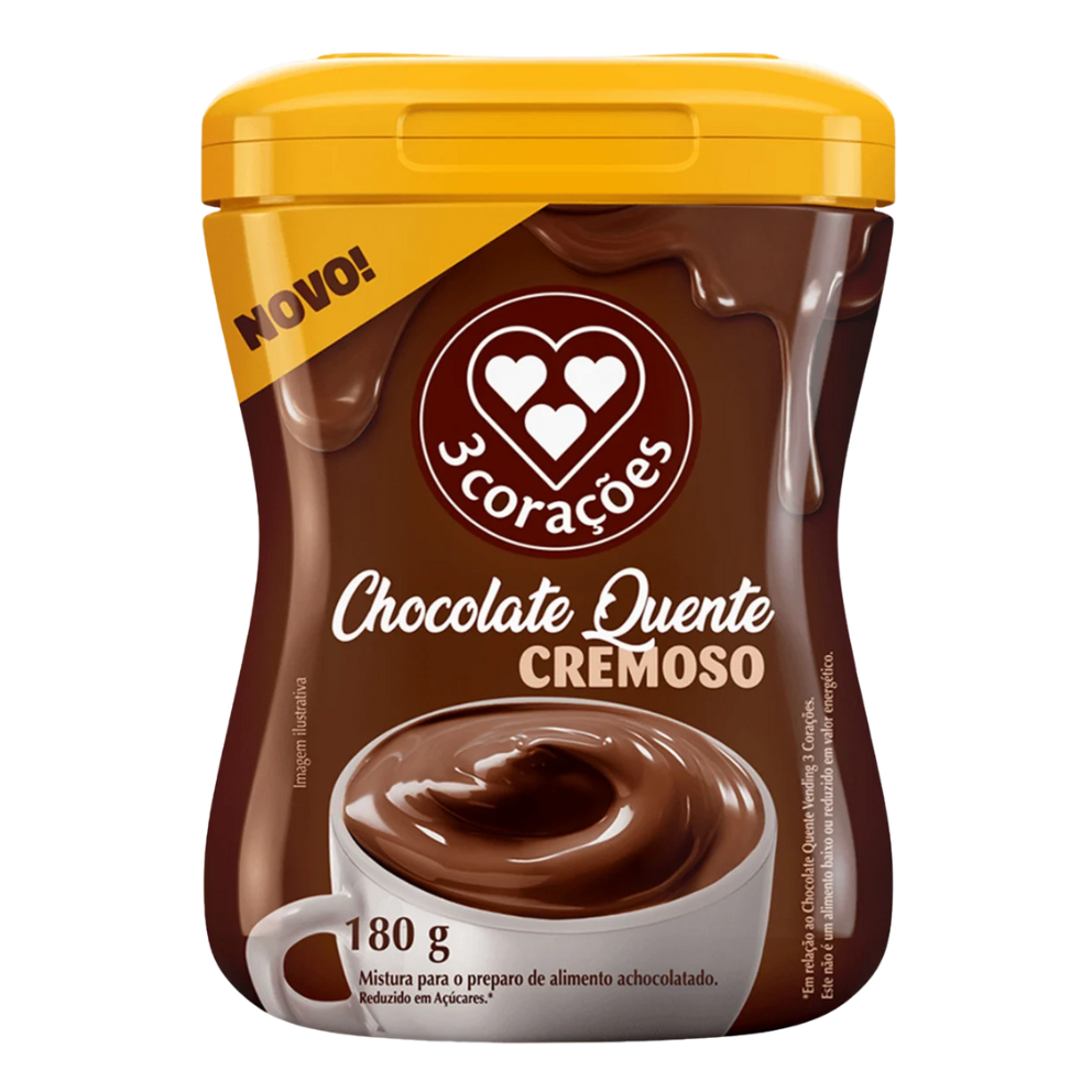 CHOCOLATE QUENTE EM PO 3CORAÇOES PT180G