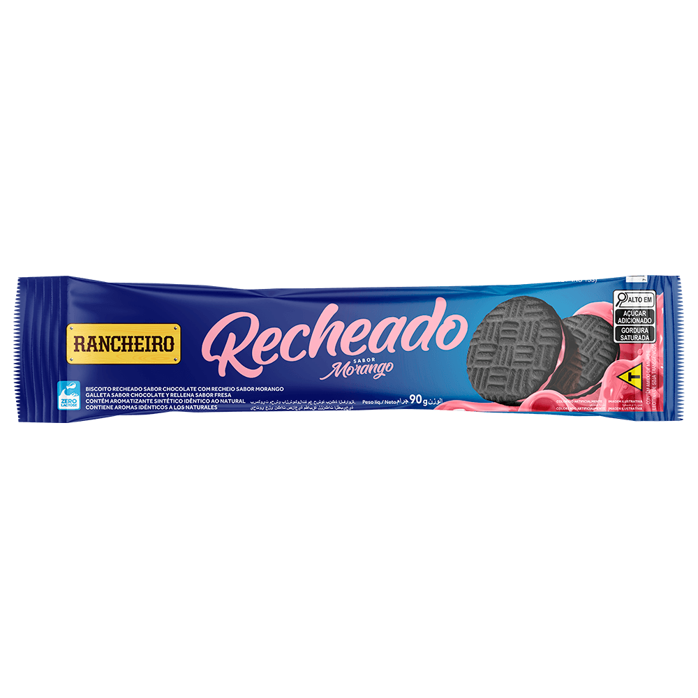 Biscoito Rechaeado Rancheiro Morango 90g