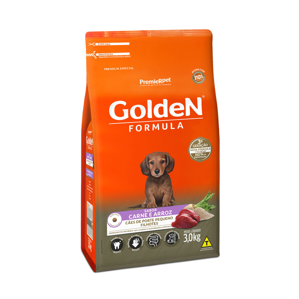 Golden Formula Filhotes Carne & Arroz Porte Peq. 3kg 