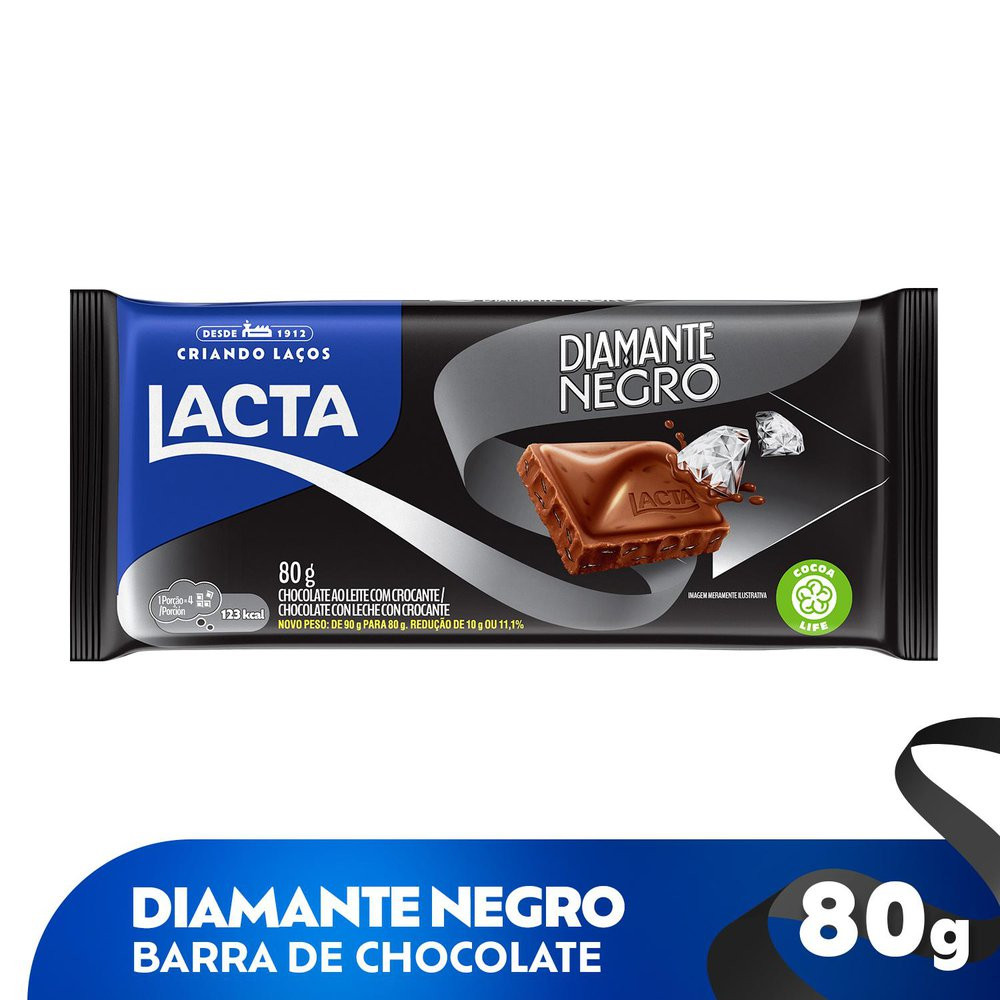 BARRA LACTA DIAMANTE NEGRO 80G
