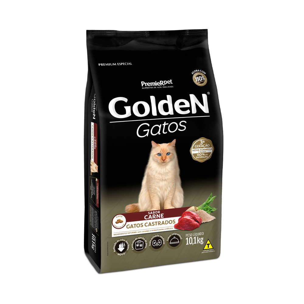 Golden Gatos Castrados Adultos Carne 10kg