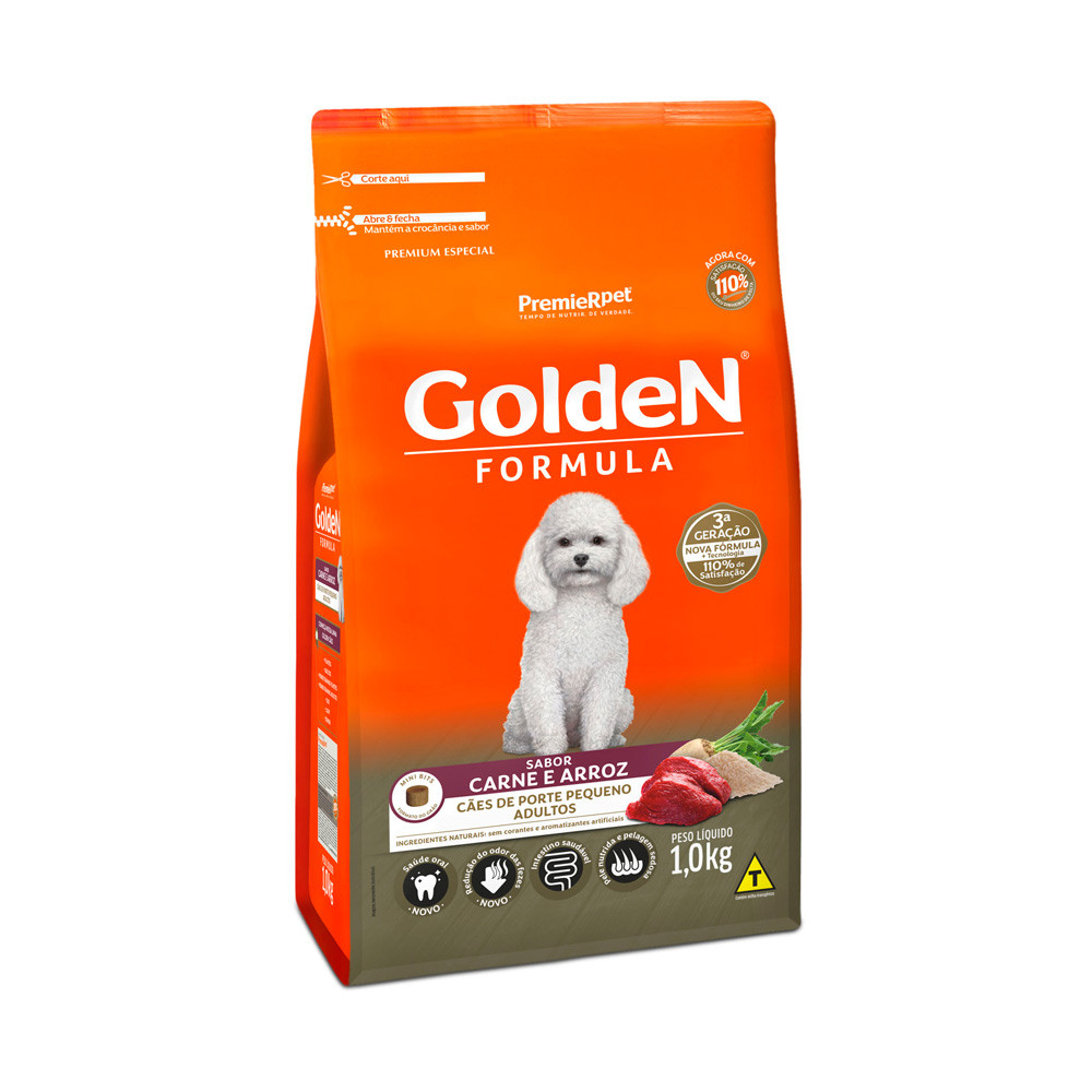 Golden Formula Adulto Porte Peq. Carne & Arroz 1kg 