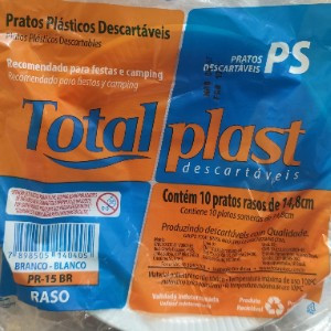 PRATOS DE PLÁSTICOS DESCARTÁVEIS RASO 14,8 C/10UN