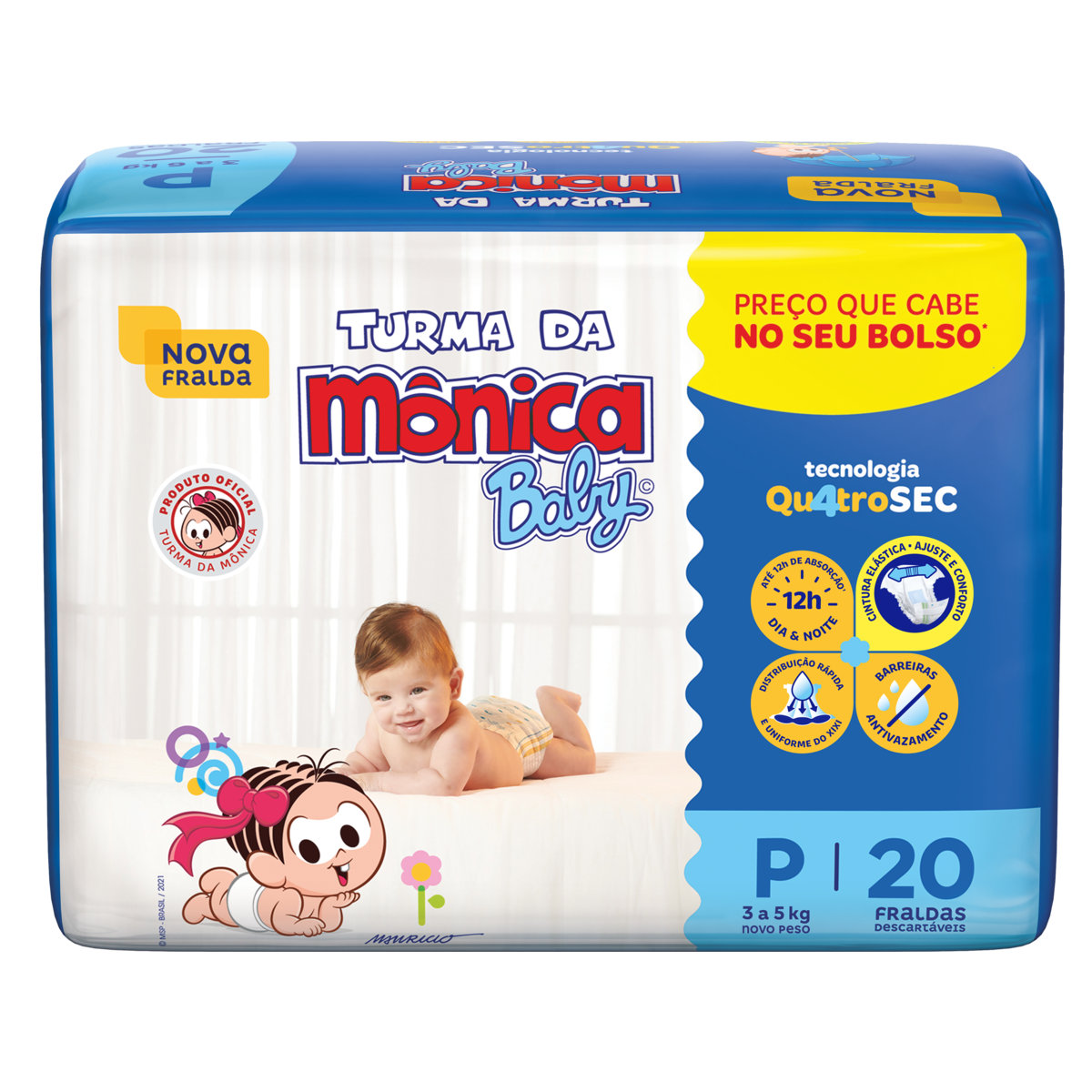FRALDA TURMA DA MÔNICA BABY P 20UN