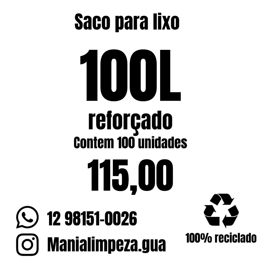 FARDO SACO DE LIXO 100L REFORÇADO FARDO C/100 UN