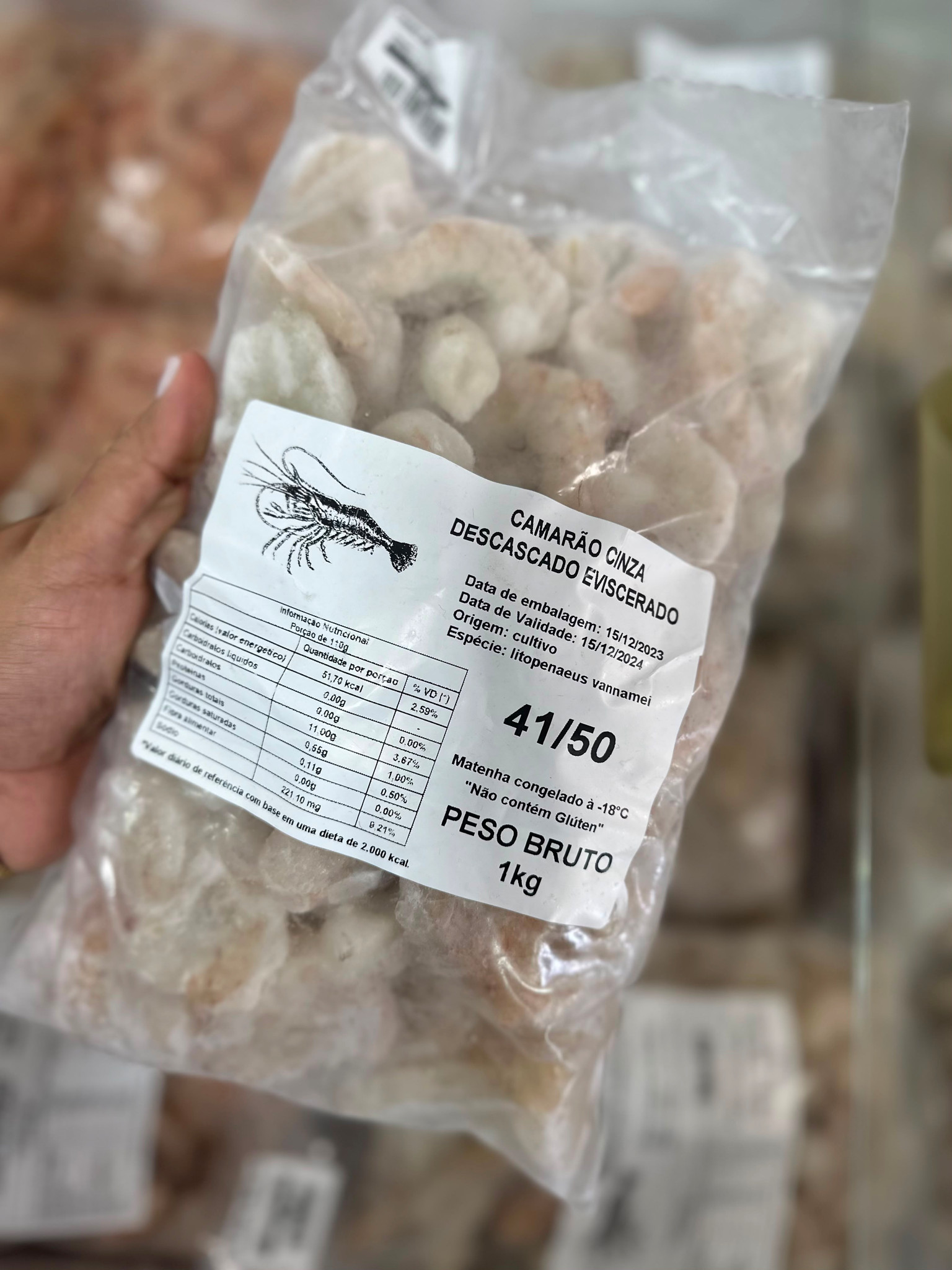 Filé de camarão cinza 41/50 (1kg)