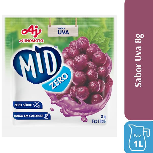 Refresco Em Pó Sabor Uva Zero Mid 8g