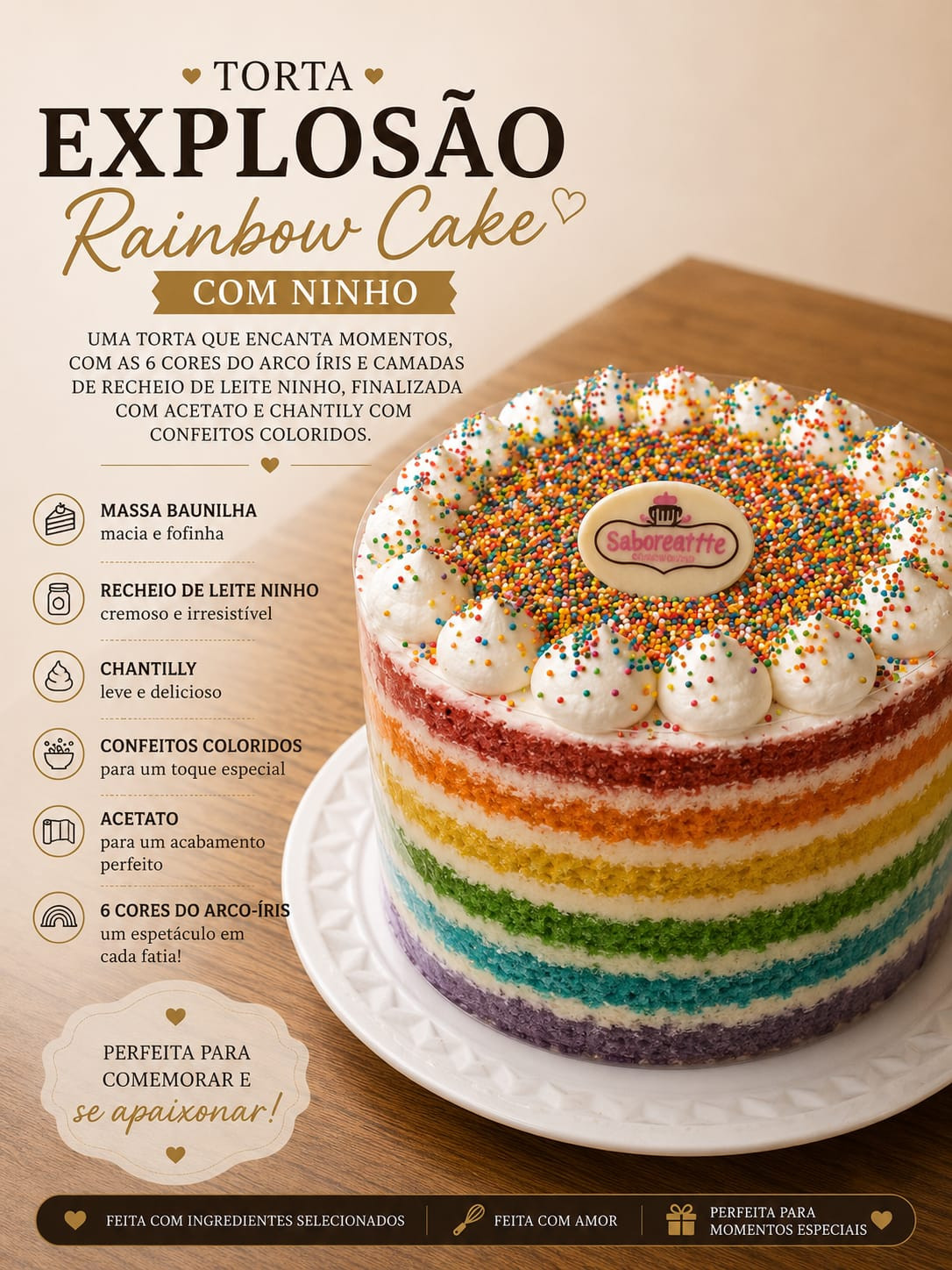 TORTA EXPLOSÃO RAINBOW CAKE