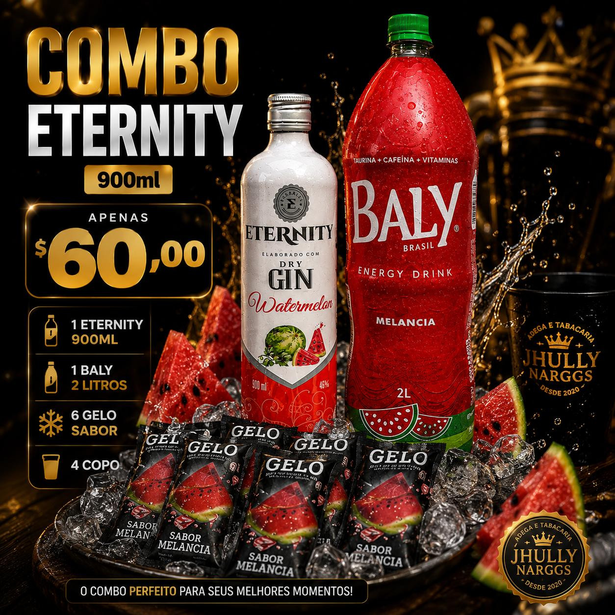 COMBO GIN ETERNITY MELANCIA 900ML
