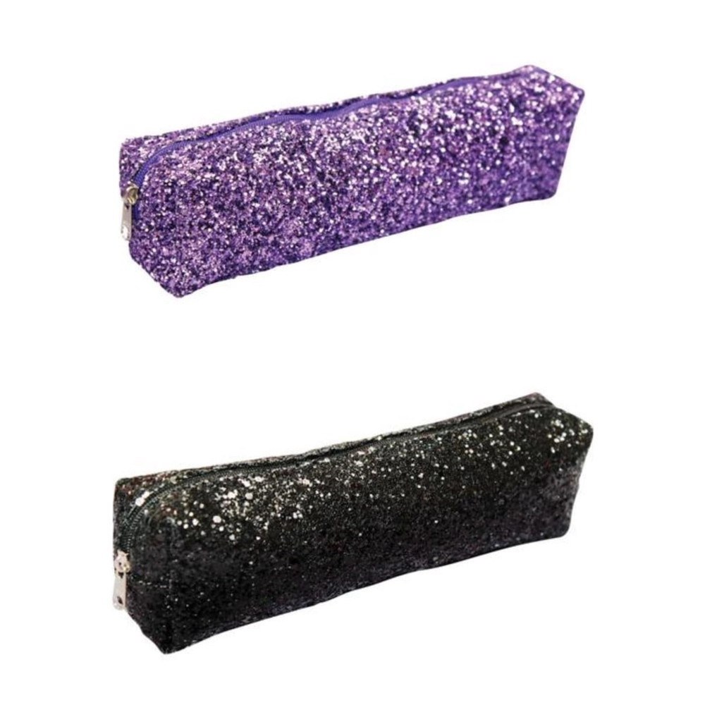 ESTOJO ESCOLAR PORTA OBJETO RETANGULAR FEMININO GLITTER 