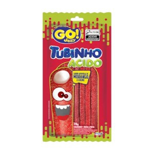 GOMAS GO JELLY TUBINHO MORANGO ACIDO 70G