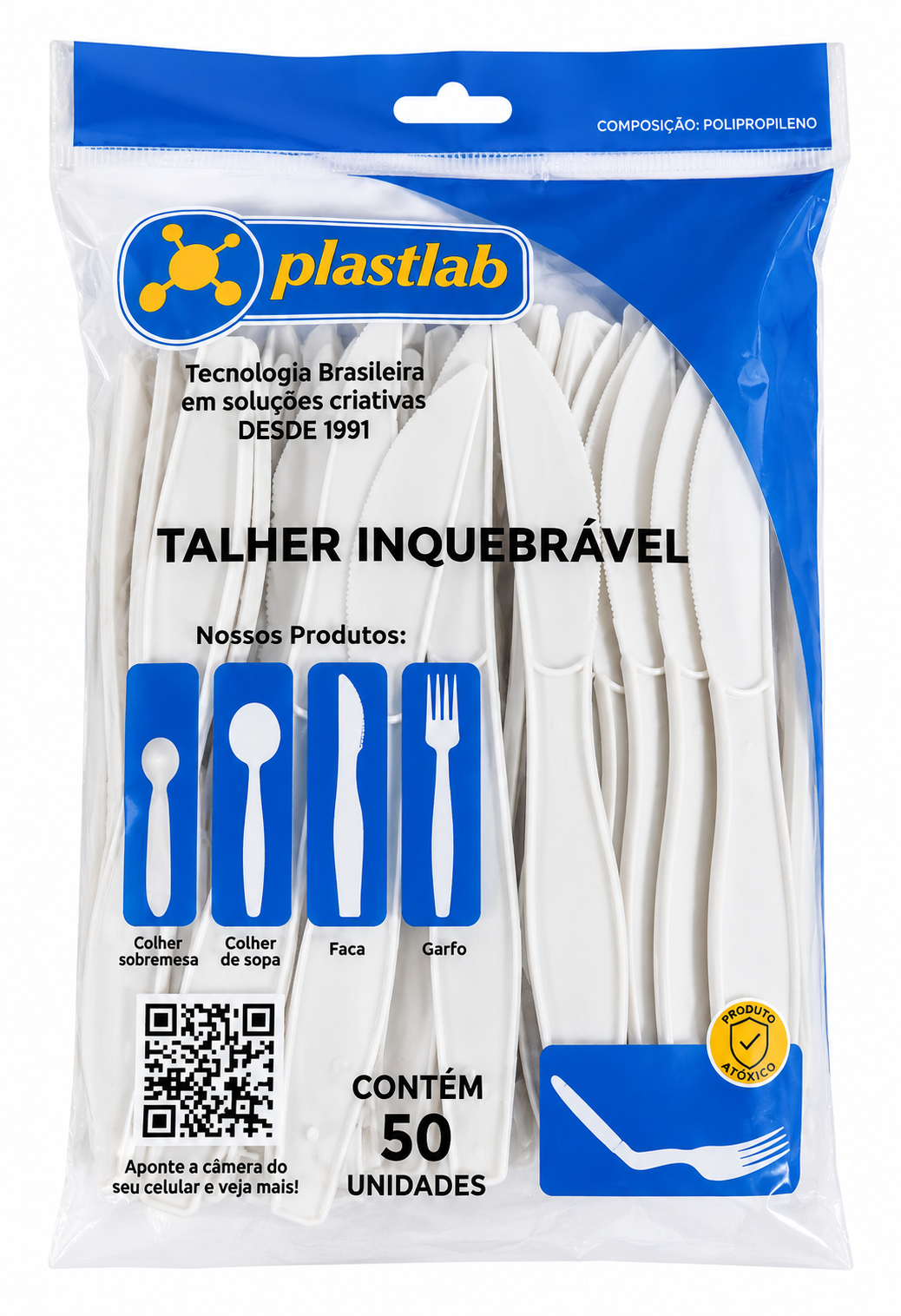 Faca descartável inquebrável c/50uni Plastlab 