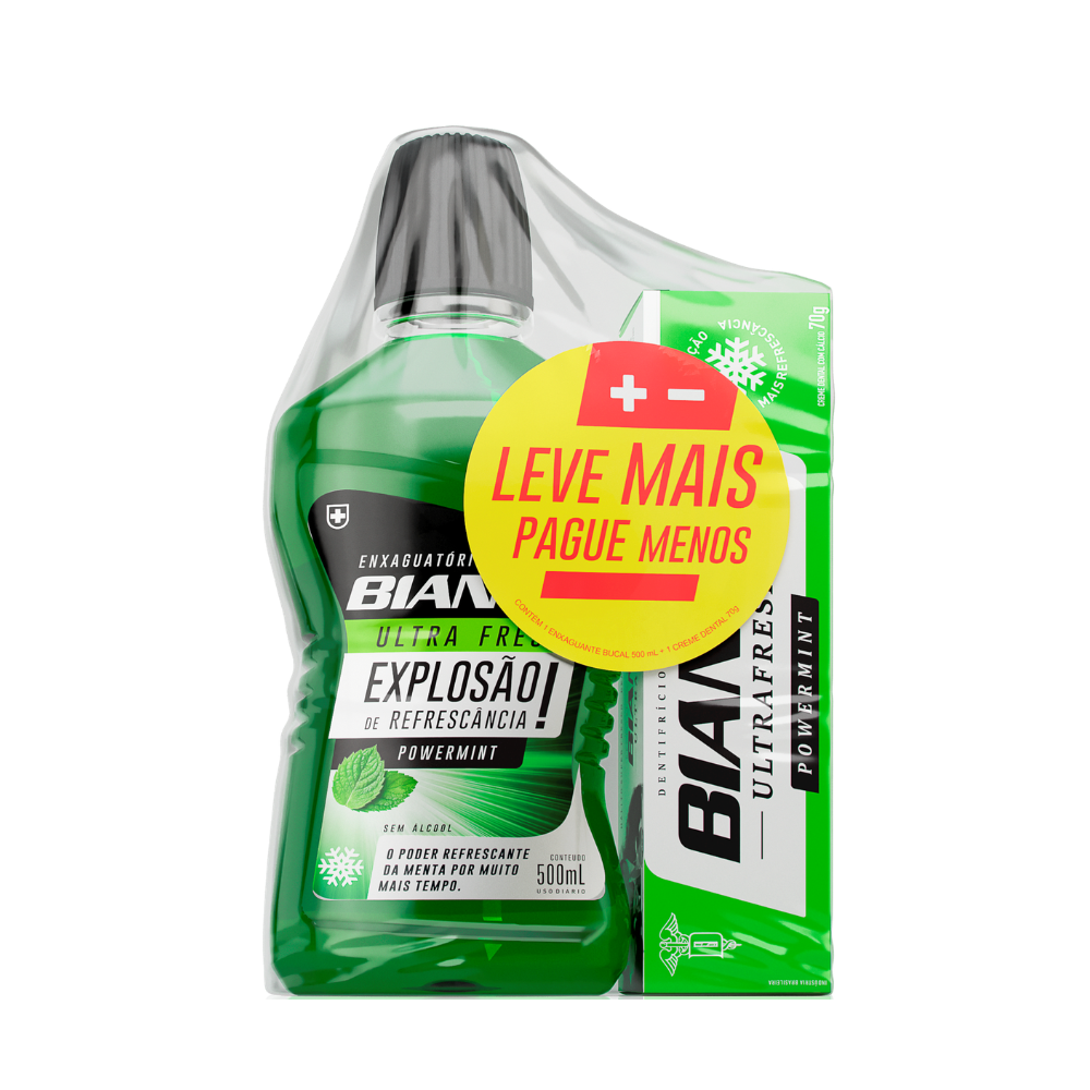 KIT BIANCO POWERMINT ENXAG 500ML + CR DENTAL 70G