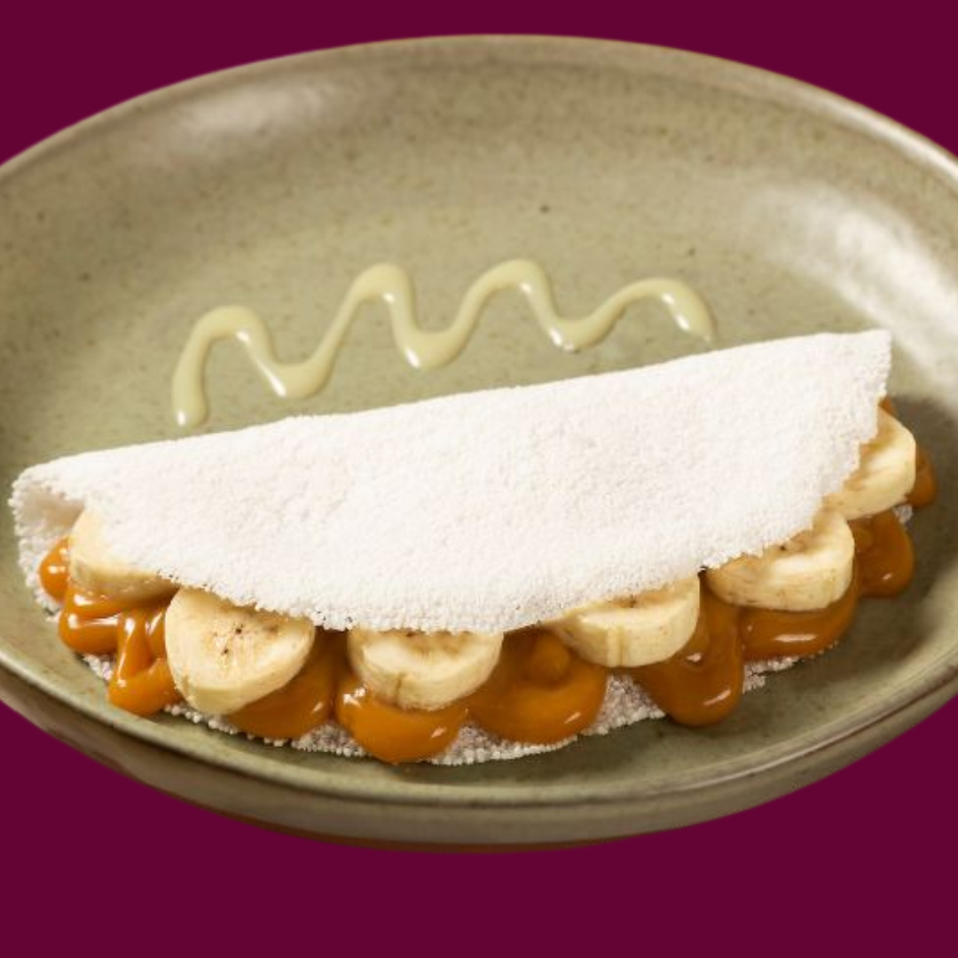 TAPIOCA DOCE DE LEITE C BANANA E CANELA