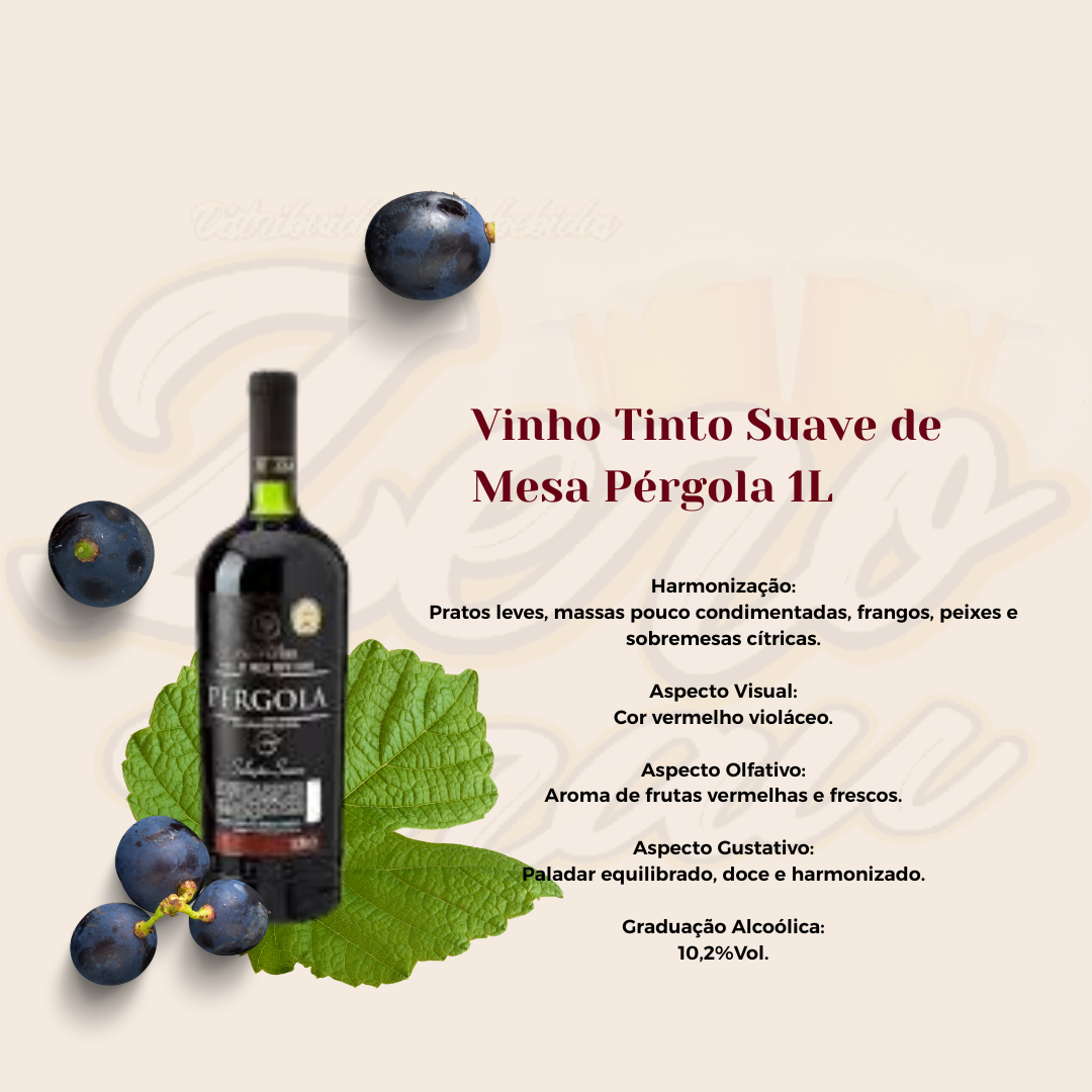 VINHO PERGOLA TINTO SUAVE 1LT