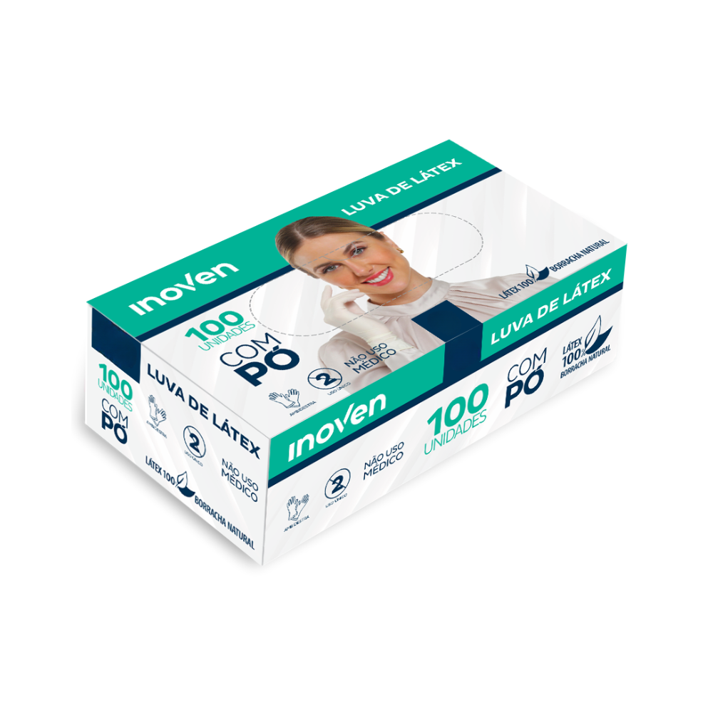 LUVA LATEX C/PO INOVEN CX C100 6-PP
