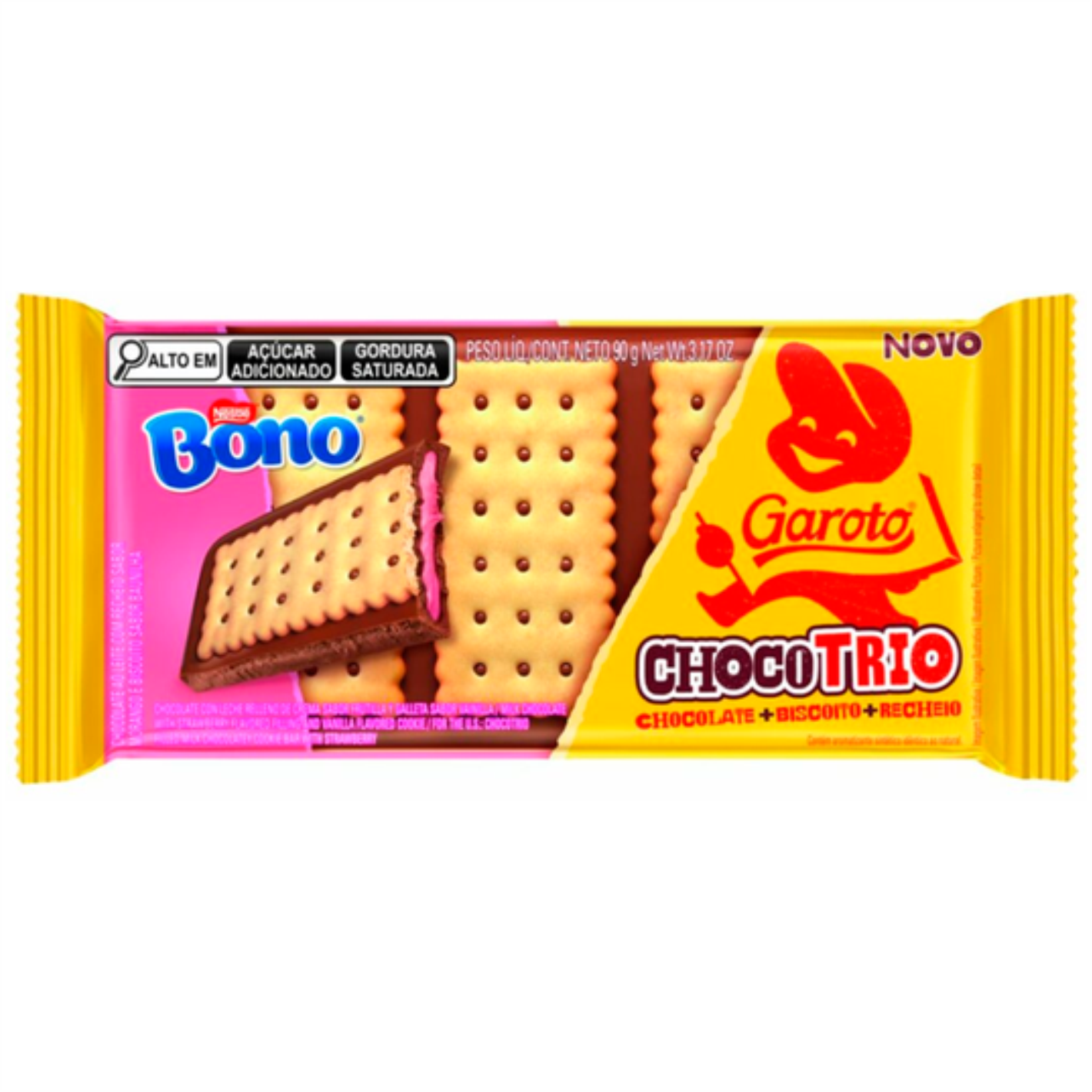 CHOCOLATE TABLETE GAROTO CHOCOTRIO BONO MORANGO 90G